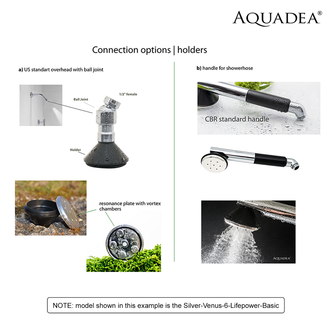 Aquadea LifePower Larimar 6 Platinum - Crystal-Vortex Shower Head